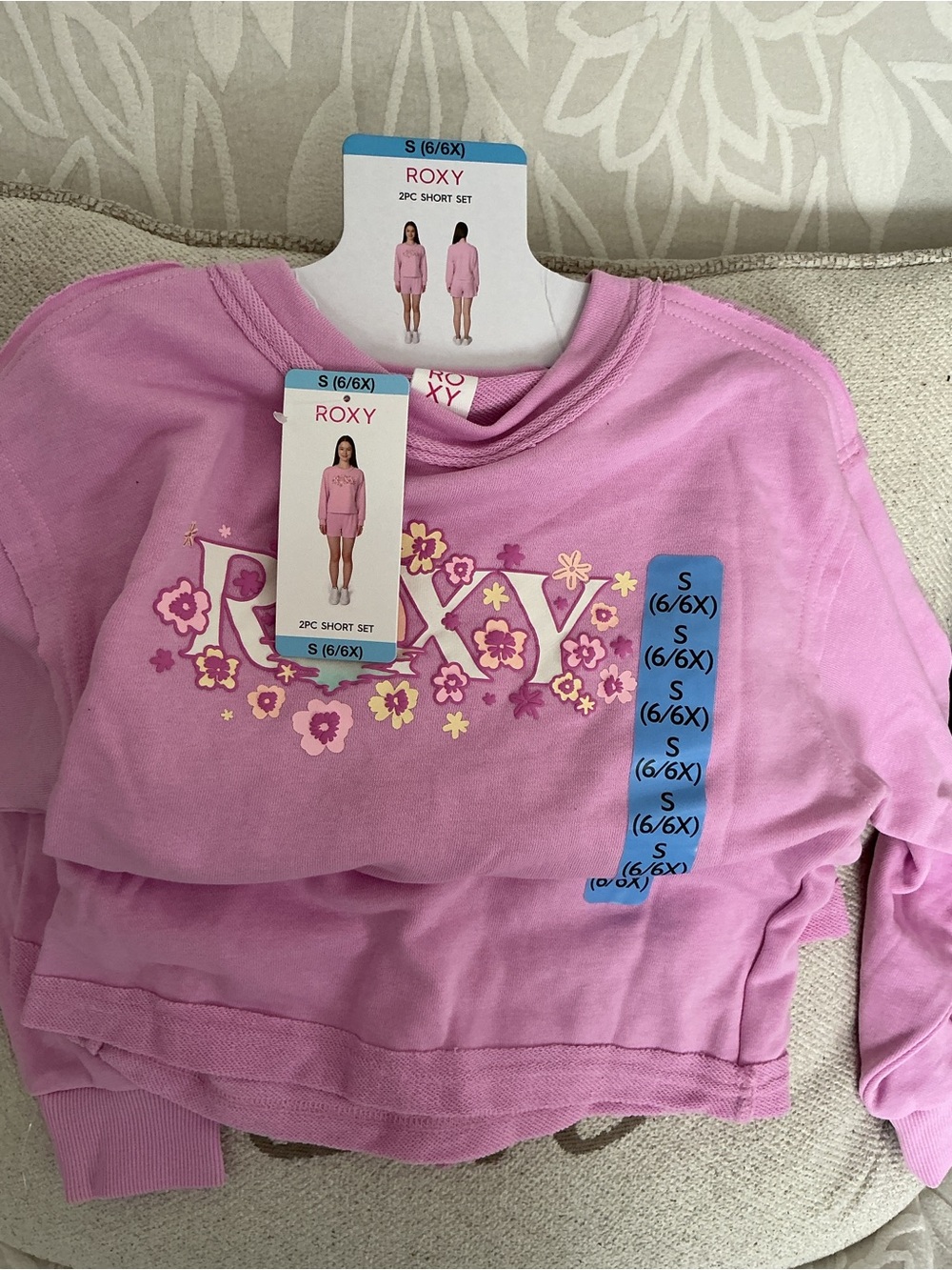Roxy Girls' Lavender Pink Floral Logo Sweatshirt